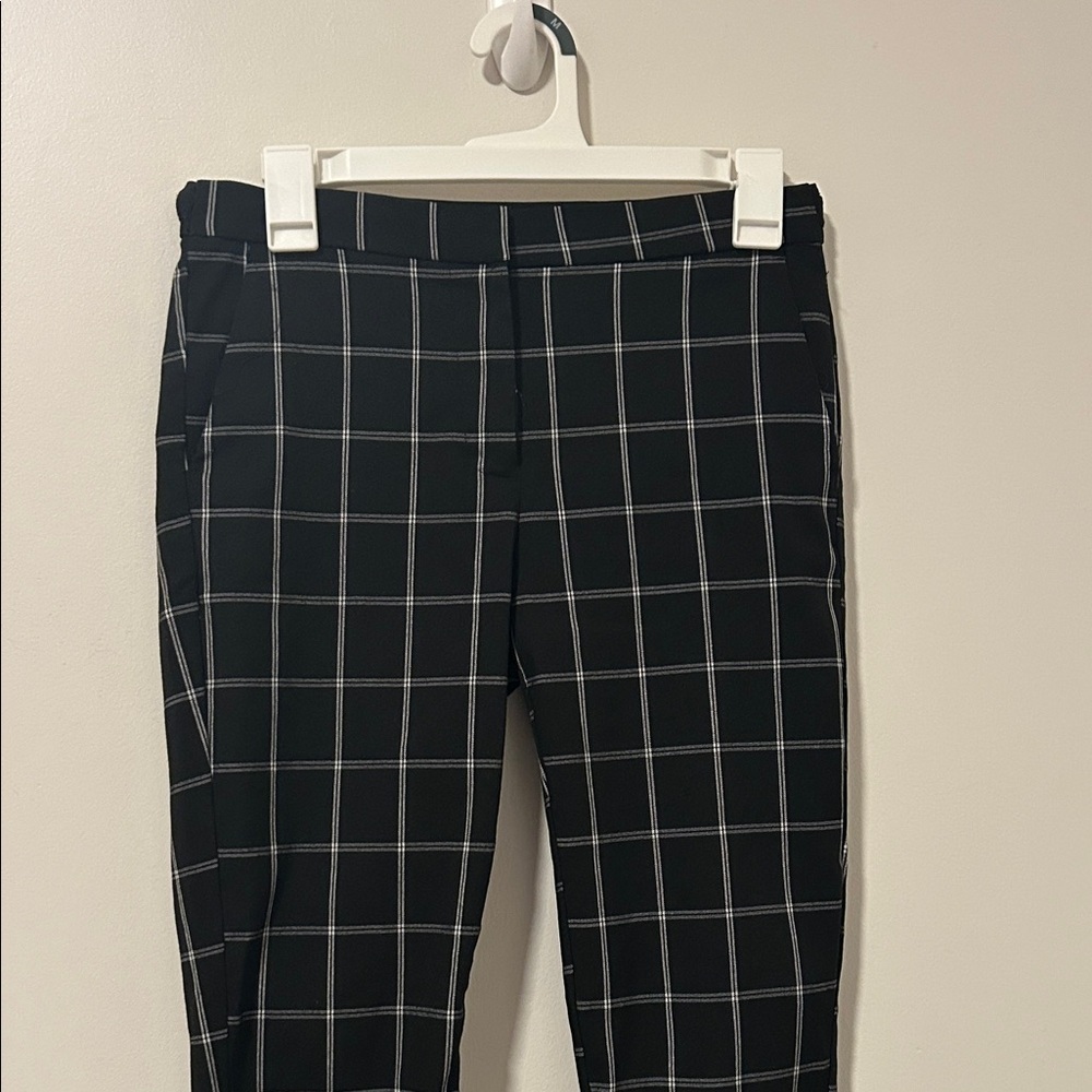 Zara Work Career Office Academia Plaid Black Dress Pants Size Small
